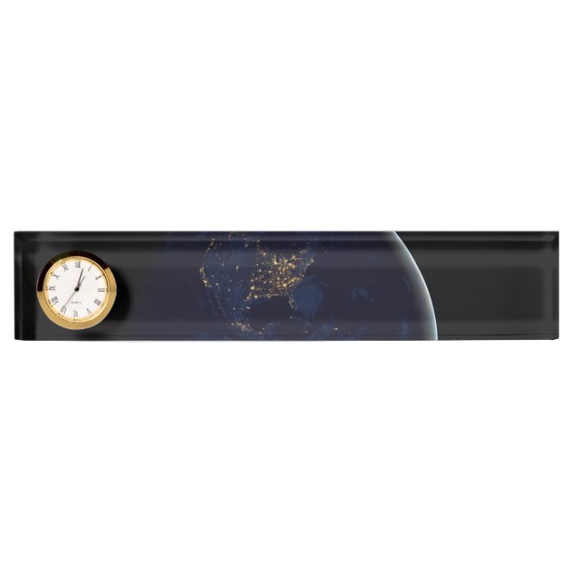 Porte-nom Pour Bureau Marbre noir, Amériques de marbre bleues (Devant)