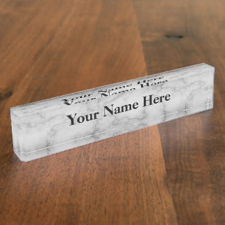 Porte-nom Pour Bureau Marbre noir et blanc