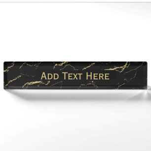 Porte-nom Pour Bureau Marbre noir et or