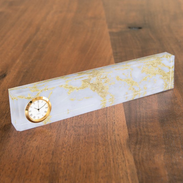 Porte-nom Pour Bureau Marbre Parties scintillant or moderne tendance (Taille)