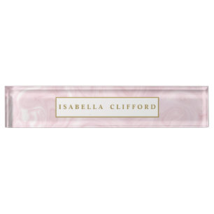 Porte-nom Pour Bureau Marbre rose d'or de professionnel féminin de logo