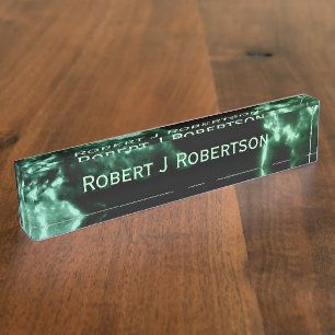 Porte-nom Pour Bureau Marbre vert sur noir