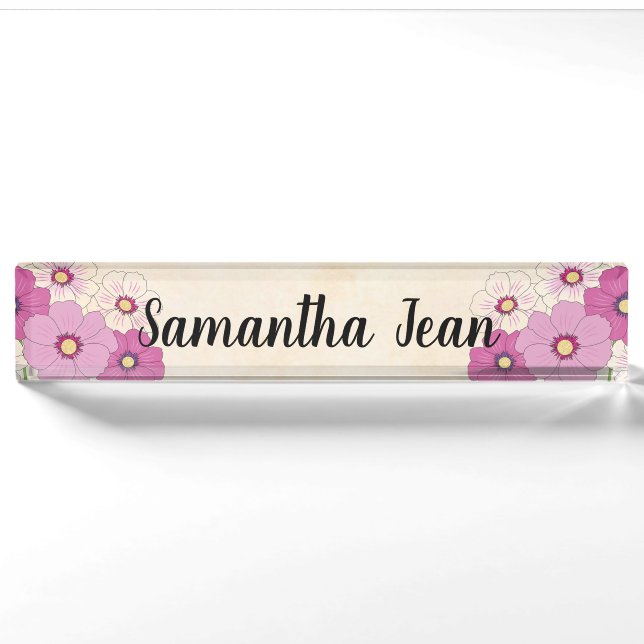 Porte-nom Pour Bureau Marguerites (Devant)