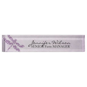 Porte-nom Pour Bureau Mariage de libellule de Damas pourpre