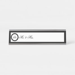 Porte-nom Pour Bureau Mariage Rose noir Calligraphie