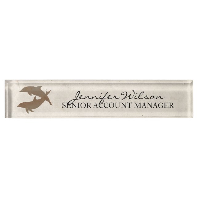 Porte-nom Pour Bureau Mariage Rustique Dolphins Beach (Devant)