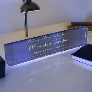 Porte-nom Pour Bureau Marine d'affaires moderne Blue Elegant Professionn