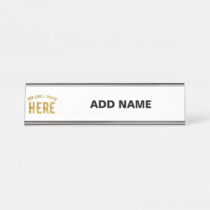 PORTE-NOM POUR BUREAU MARQUE BLANCHE MODERNE ET PERSONNALISABLE VÉRIFIÉE