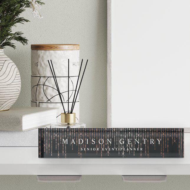 Porte-nom Pour Bureau Marquee d'or rose (Créateur téléchargé)