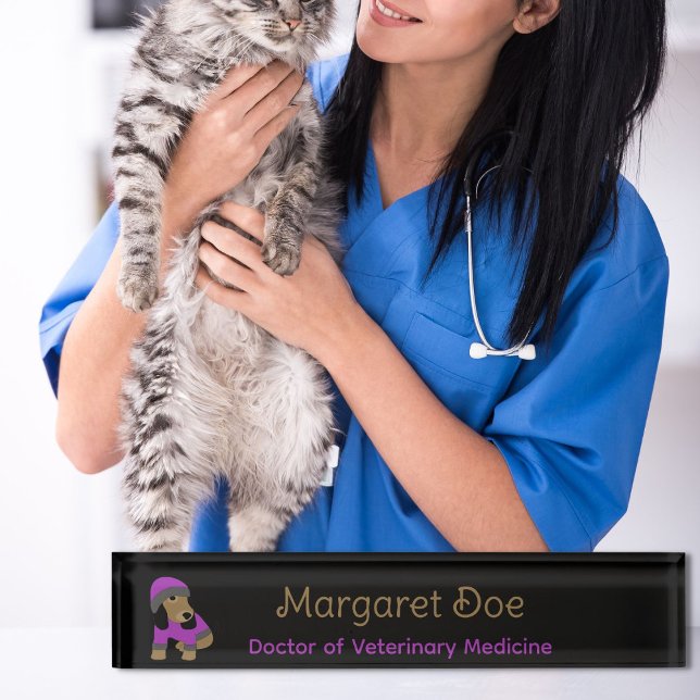 Porte-nom Pour Bureau Médecin vétérinaire chiot (Créateur téléchargé)