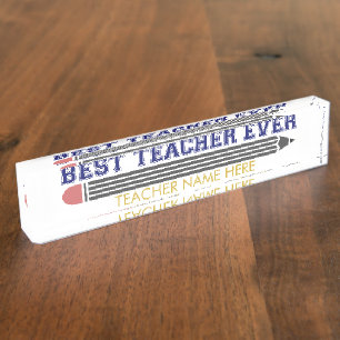 Porte-nom Pour Bureau Meilleur enseignant personnalisé jamais - Cadeau C