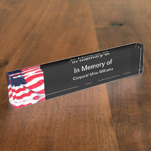 Porte-nom Pour Bureau Mémorial militaire américain
