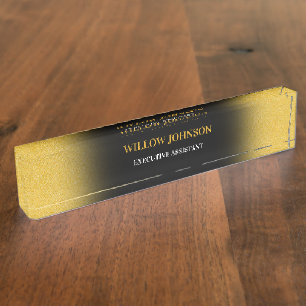 Porte-nom Pour Bureau Metallic Gold & Black Modern Business Executive