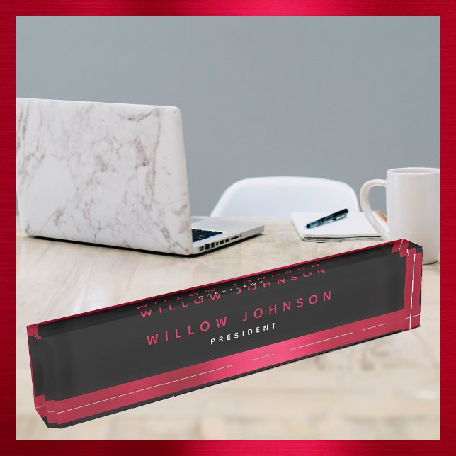 Porte-nom Pour Bureau Metallic Red Classy Executive Business Cadeau (Metallic Red Classy Executive Business Gift Desk Name Plate)