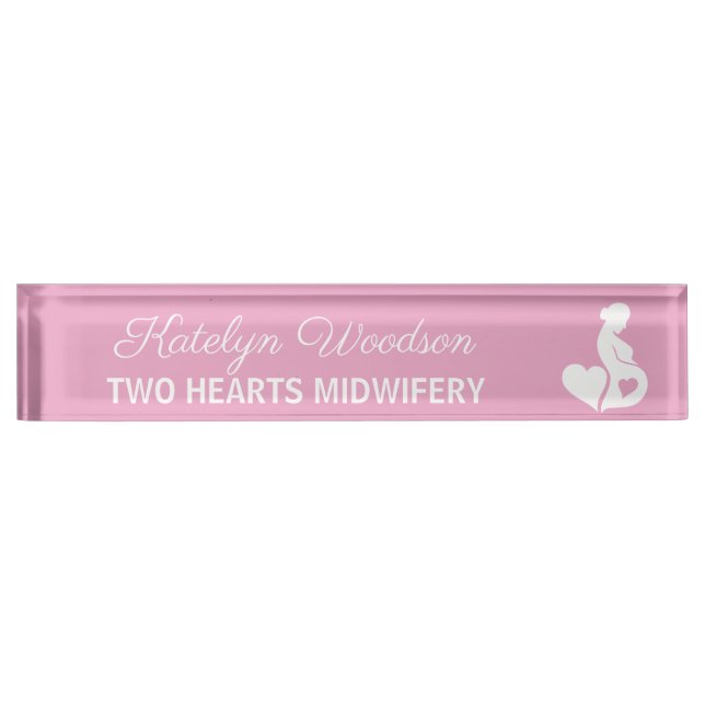 Porte-nom Pour Bureau Mineure Doula belle grossesse Business Pink (Devant)