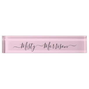 Porte-nom Pour Bureau Mini minimaliste Féminine Script rose moderne Nom 