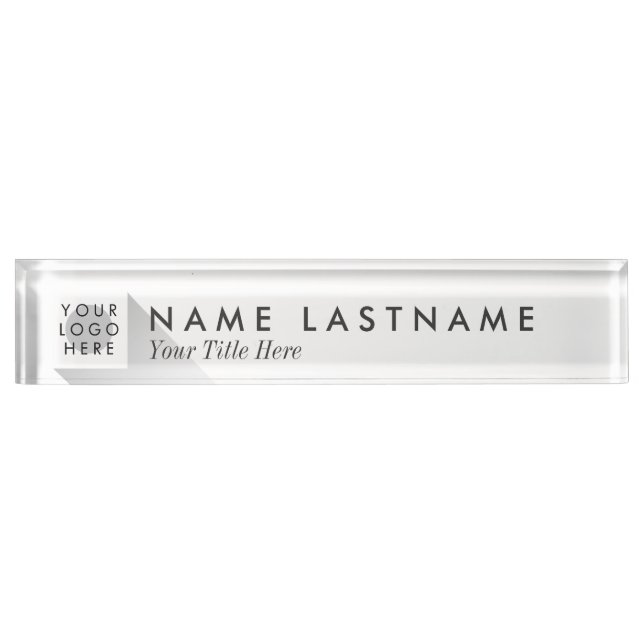 Porte-nom Pour Bureau Mini-plaque de logo blanc personnalisé (Devant)