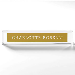 Porte-nom Pour Bureau Minimaliste Classique Professionnel Couleur Or