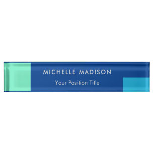 Porte-nom Pour Bureau Minimaliste tendance bleu moderne