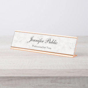Porte-nom Pour Bureau Modèle de marbre blanc d'or rose élégant modern