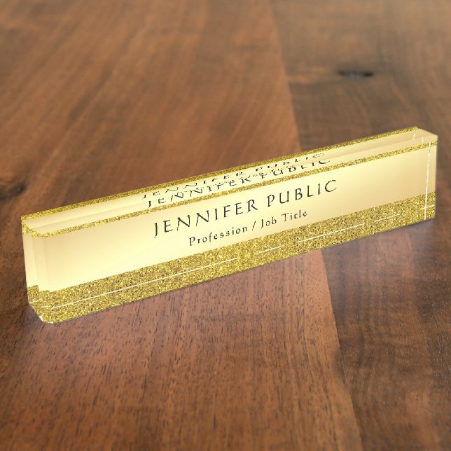 Porte-nom Pour Bureau Modèle élégant de parties scintillantes d'or des (Taille)