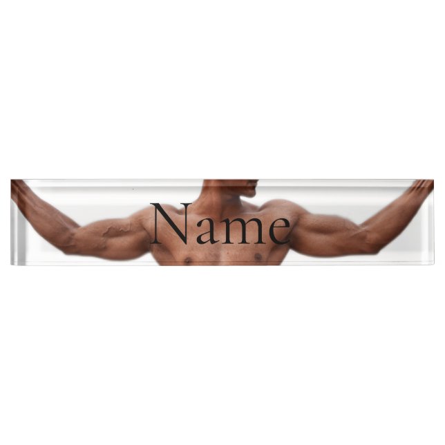 Porte-nom Pour Bureau Modèle Fitness Homme Thunder_Cove (Devant)