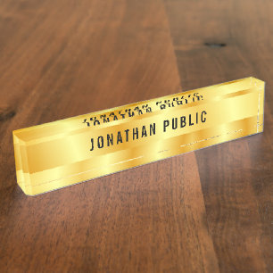 Porte-nom Pour Bureau Modèle Glamour Elégant Faux Gold personnalisé