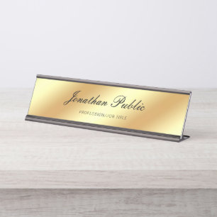 Porte-nom Pour Bureau Modèle manuscrit élégant d'or des textes de