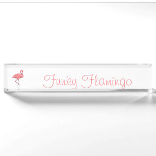 Porte-nom Pour Bureau Modèle personnalisé Flamant rose funky