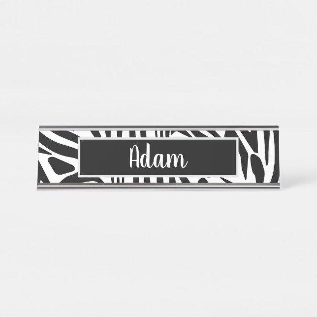 Porte-nom Pour Bureau Modèle Zebra (Devant)