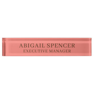 Porte-nom Pour Bureau Moderne Classy Professionnel Coral Rose
