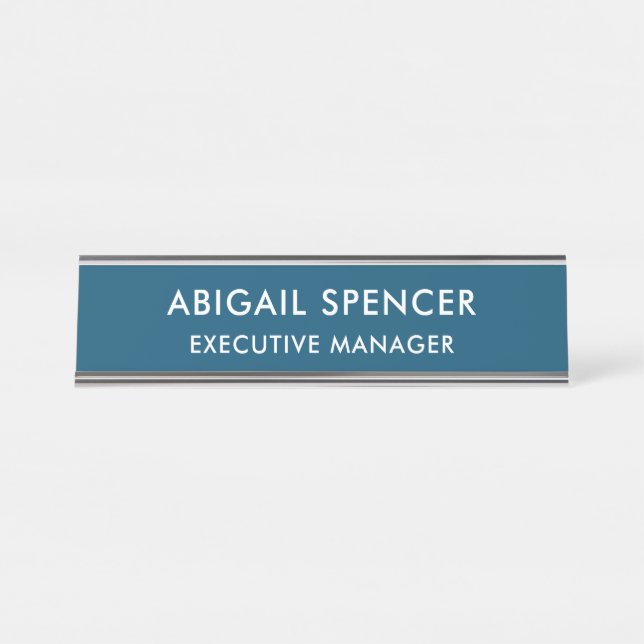 Porte-nom Pour Bureau Moderne Classy Professionnel Ocean Blue (Devant)