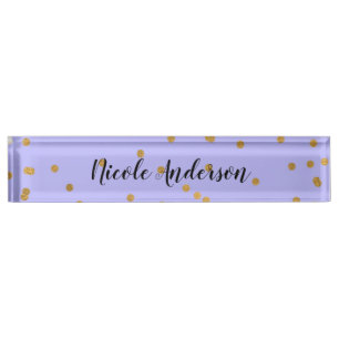 Porte-nom Pour Bureau Moderne Glamour Noir & Or Coup de Pinceau Rayure C
