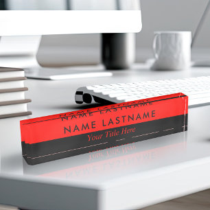 Porte-nom Pour Bureau Moderne minimaliste élégant Simple Demi Noir Rouge