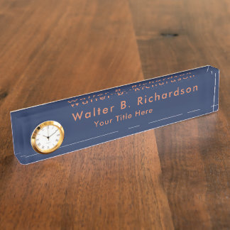 Porte-nom Pour Bureau Moderne minimaliste Personnalisé bleu marine