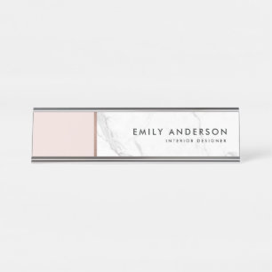PORTE-NOM POUR BUREAU MODERNE MODERNE TEXTURE EN MARBRE D'OR ROSE ROSE R