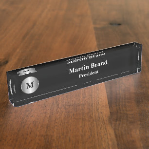 Porte-nom Pour Bureau Monogramme de gestion de classe