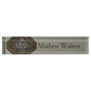Porte-nom Pour Bureau Monogramme de marbre vert