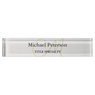 Porte-nom Pour Bureau Monogramme de script sophistiqué initial moderne