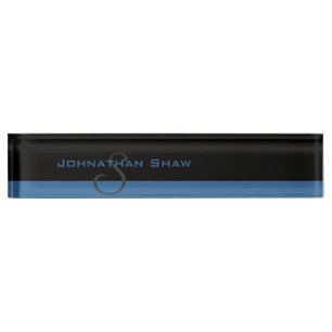 Porte-nom Pour Bureau Monogramme fait sur commande 5 (bleu)