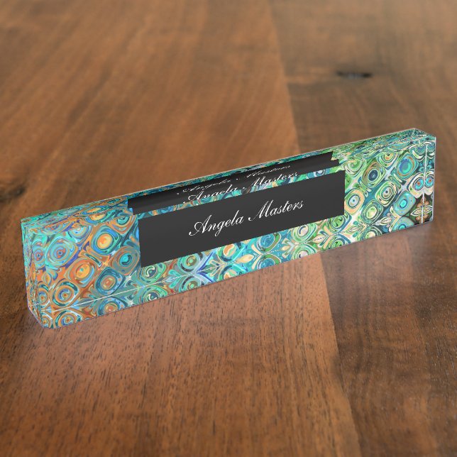 Porte-nom Pour Bureau Monogramme féminin Abstrait (Taille)