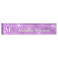 Monogramme lilas cercles pourpres motif