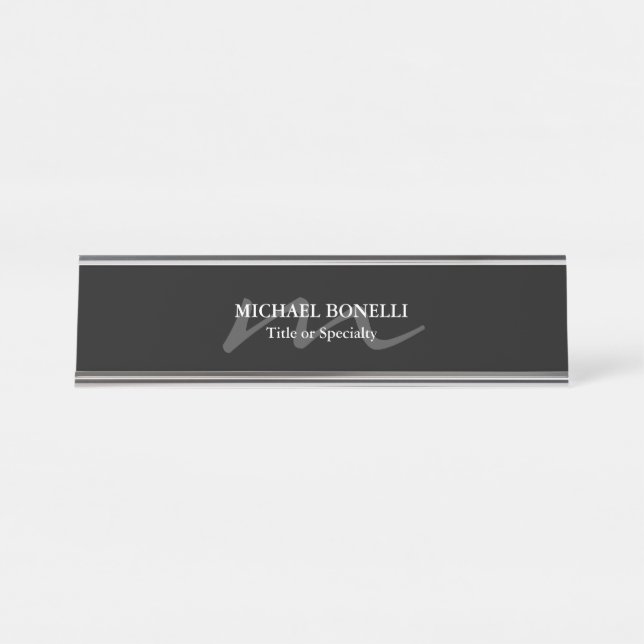 Porte-nom Pour Bureau Monogramme moderne tendance initial professionnel  (Devant)