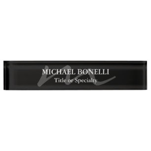 Porte-nom Pour Bureau Monogramme moderne tendance initial professionnel 
