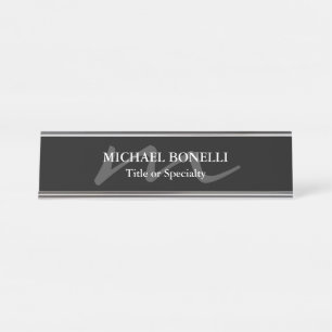 Porte-nom Pour Bureau Monogramme moderne tendance initial professionnel 