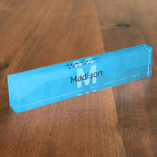 Porte-nom Pour Bureau Monogramme motif de maillage géométrique dégradé c