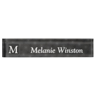 Porte-nom Pour Bureau Monogramme motif des cercles de charbon