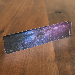 Porte-nom Pour Bureau Monogramme personnalisable à voie lactée