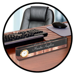 Porte-nom Pour Bureau Monogramme pour dames Glitzy Rose Gold Color Desig