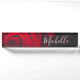 Porte-nom Pour Bureau Monographie personnalisée rouge rose vintage photo